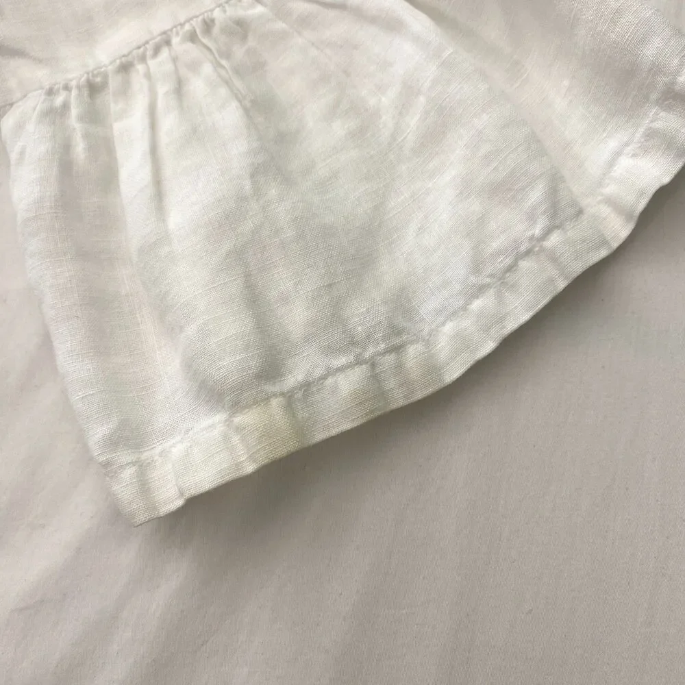 Bryn Walker Linen Top Bell Sleeves Womens Large White Lagenlook Cottage Coastal - Picture 5 of 11